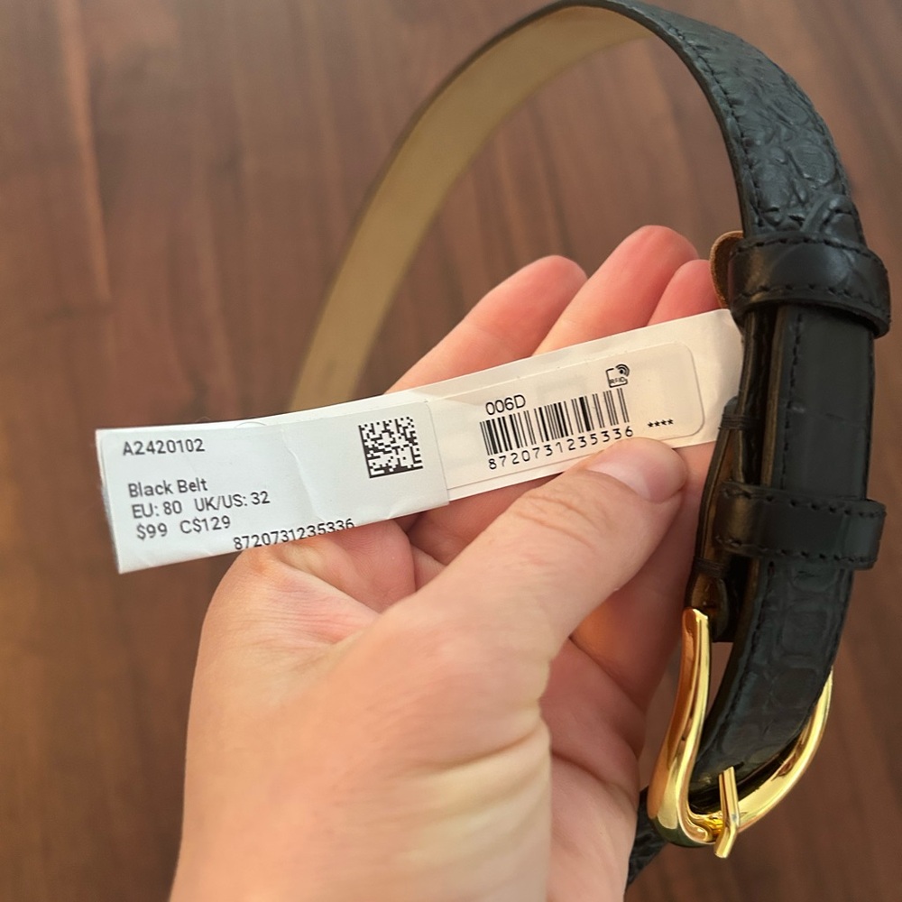 Suitsupply Black Leather Belt with Gold Buckle